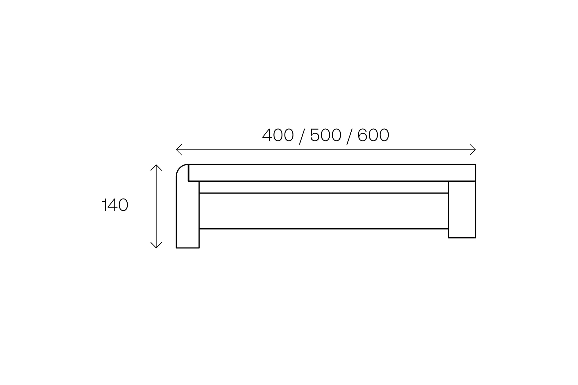 Zeichnung Sitzbank mit 140 mm Abkantung 